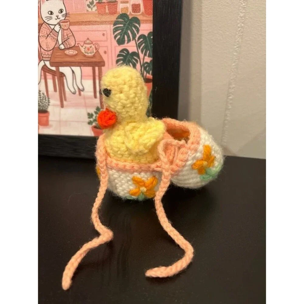 Vintage Crochet Hatching Easter Duckling Toy